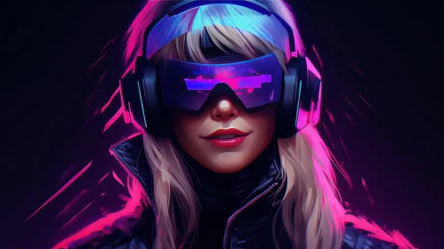 Serious and Intense Cyberpunk Portrait of a Woman