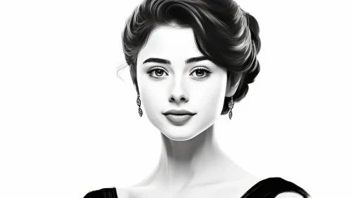 Beautiful Woman Portrait in Black and White