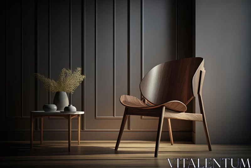 Elegant Wooden Chair Next to Table with Window | Serene Design AI Image
