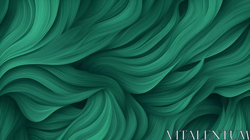 AI ART Green Abstract Wavy Background - Depth and Movement