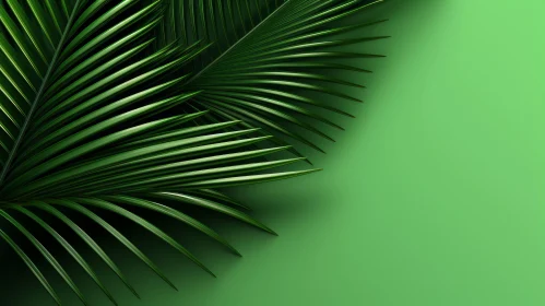 Green Palm Leaf 3D Rendering on Soft Background