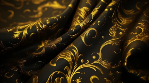 Luxurious Black and Gold Floral Fabric - Opulent Design