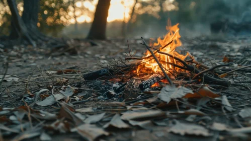 Tranquil Forest Campfire Scene