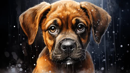 Brown Boxer Puppy Digital Painting