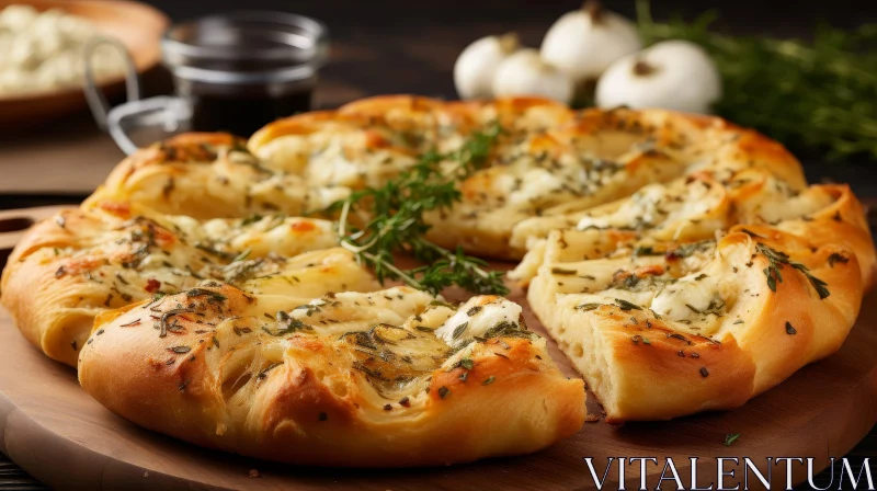 AI ART Delicious Cheese Pizza with Mozzarella and Herbs