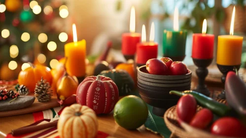 Festive Table Setting for Thanksgiving or Christmas