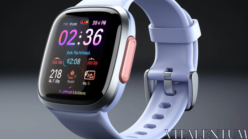 AI ART Modern Smartwatch with Purple Strap - Time 2:26 PM, Date July 11, 2023
