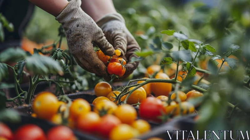 Ripe Red Tomato Harvesting in Greenhouse AI Image