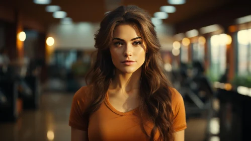 Serious Expression of a Woman in a Gym