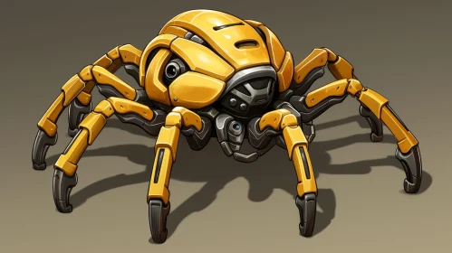 Yellow Robot Spider Digital Painting