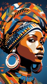 Young African Woman Portrait with Colorful Head Wrap