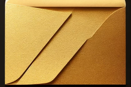 Abstract Gold Aluminum Envelope with Layered Textures and Shapes