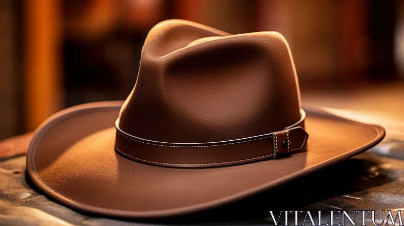 Brown Cowboy Hat Close-Up Fashion Photography AI Image