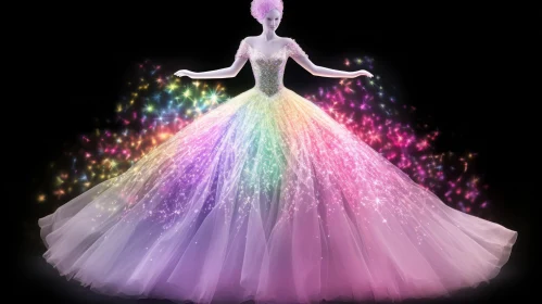 Rainbow Dress Fashion Model Photo