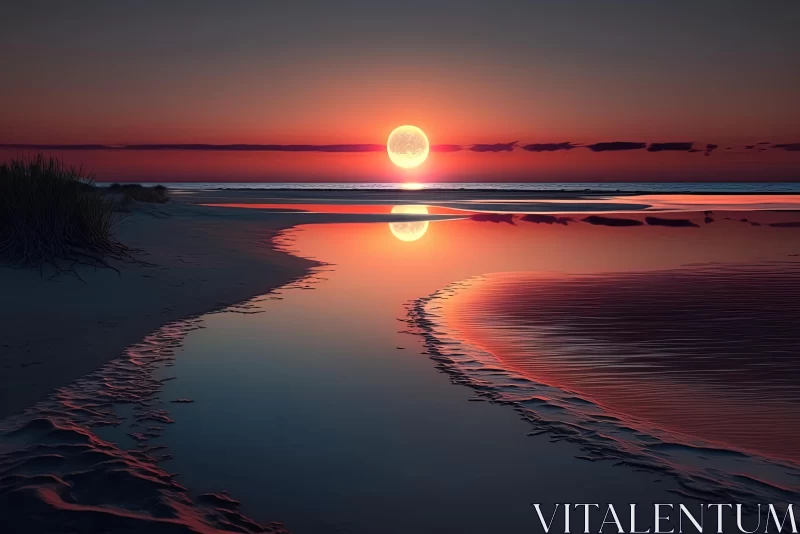 Romantic Sunrise at the Beach: Realistic and Surrealistic Photography AI Image