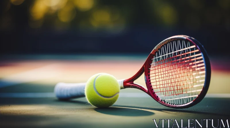 Tennis Racket and Ball on Court AI Image