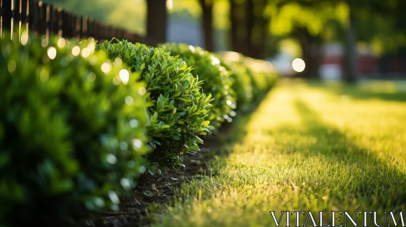Tranquil Green Bushes in Sunlight AI Image