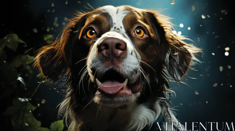 Brown and White Spaniel Dog Portrait AI Image