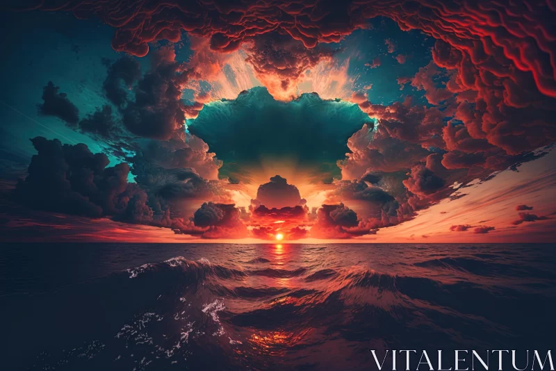 Captivating Sunset and Clouds Painting | Conceptual Digital Art AI Image