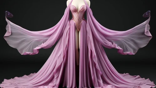 Elegant Pink Evening Gown with Long Train