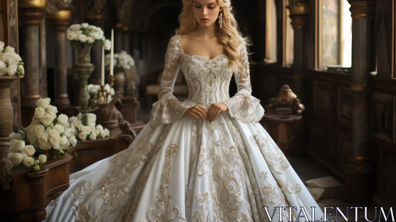 AI ART Elegant Woman in White Wedding Dress