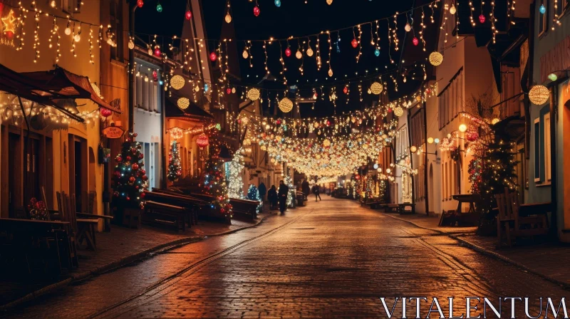Enchanting Christmas Street in European City AI Image