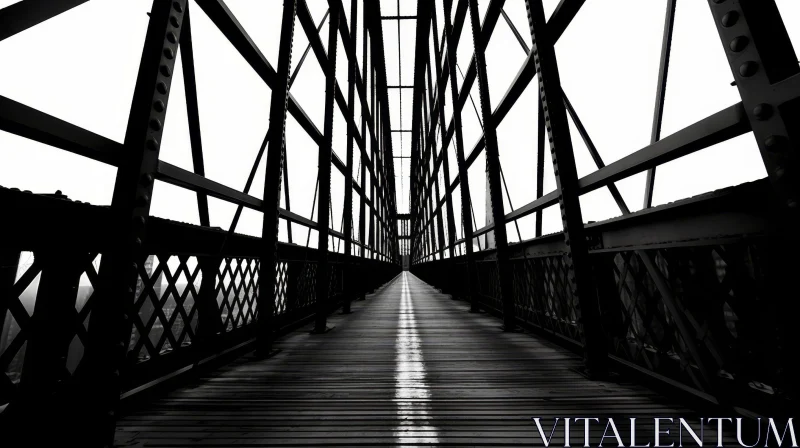 Enigmatic Bridge: Monochrome Architectural Photography AI Image
