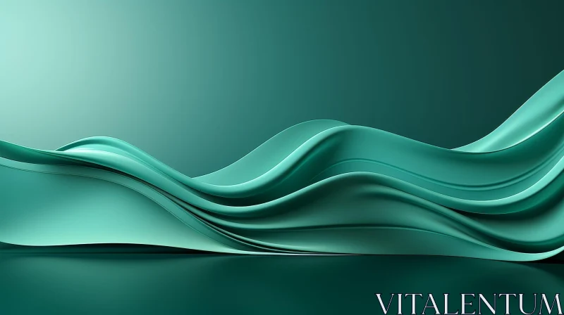 AI ART Green Wave 3D Rendering - Abstract and Versatile Image