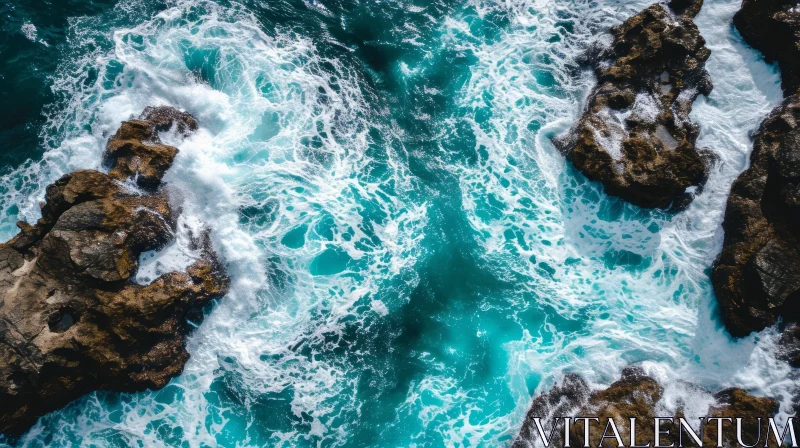 AI ART Turquoise Water Coastline Aerial View