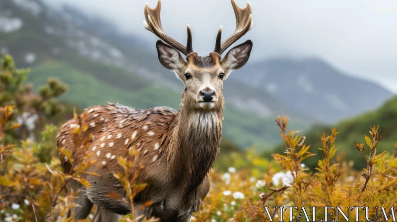 Graceful Sika Deer Portrait in Natural Setting AI Image