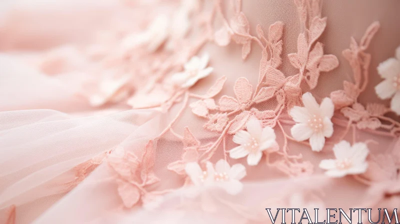 Pink Wedding Dress with Floral Appliques - Delicate and Romantic AI Image