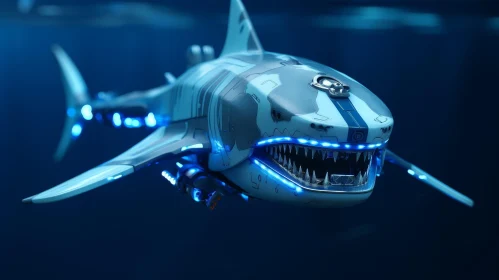 Robotic Shark 3D Rendering - Futuristic Technology Artwork