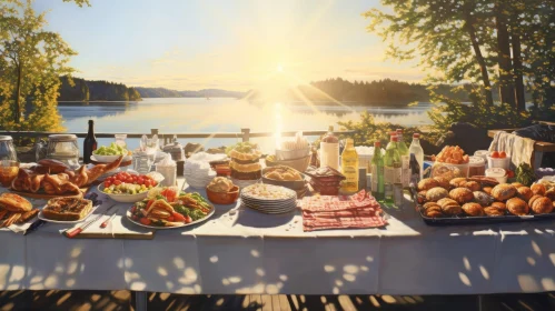 Sunset Party Feast with Buffet Table