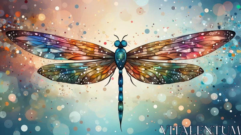 Colorful Dragonfly Watercolor Painting AI Image