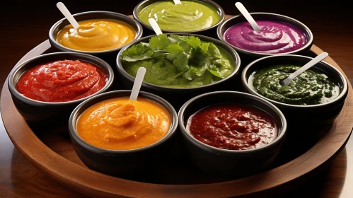 Colorful Sauces in Wooden Bowls | Cilantro Centerpiece