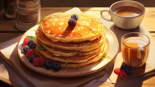Delicious Pancakes and Coffee Artwork