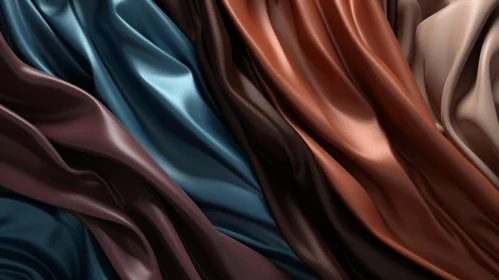 Elegant Silk Fabric in Blue, Brown, Dark Brown, and Beige