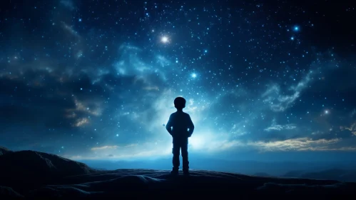 Enchanting Night Sky with Child and Stars