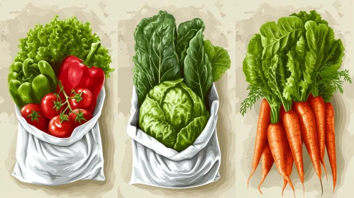 Healthy Vector Illustration of Vegetable Bags
