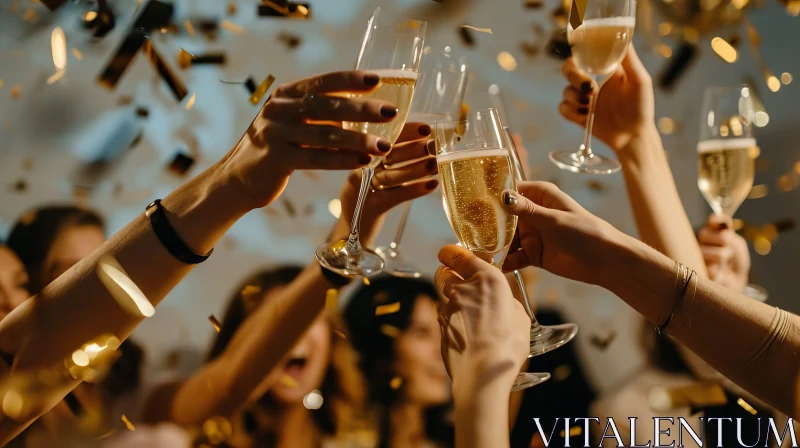 AI ART Joyful Champagne Celebration - Group of People Celebrating