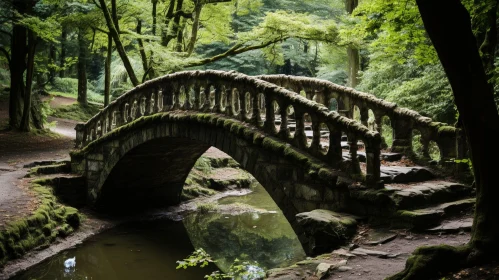Tranquil Forest Stone Bridge Photo