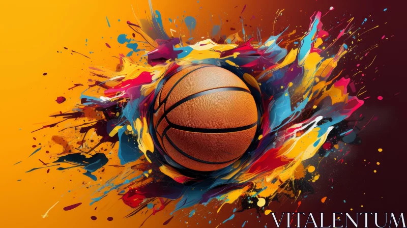 Basketball Digital Painting - Colorful Sports Artwork AI Image