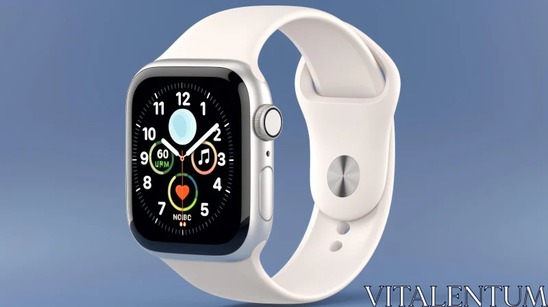 Silver Apple Watch Series 5 with White Sport Band AI Image