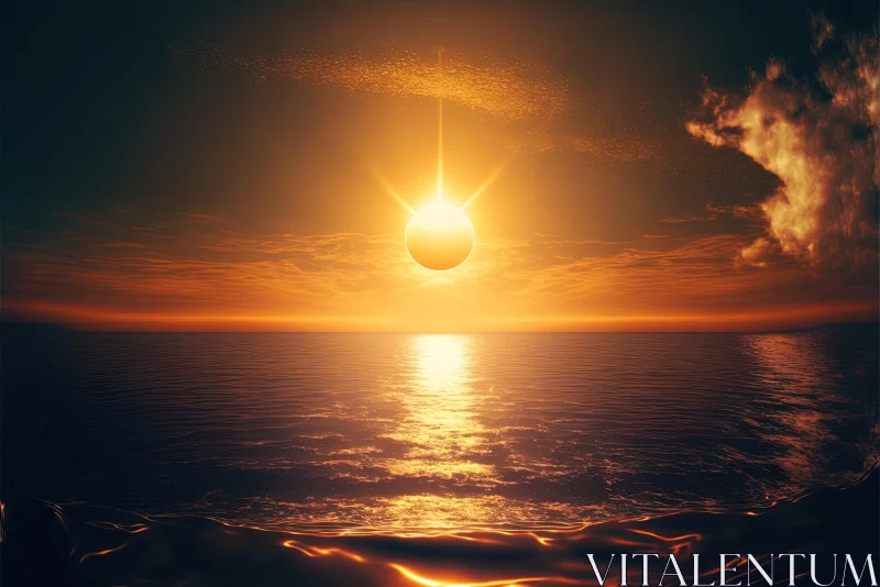 Captivating Sunset Over the Ocean - Hyper-realistic Sci-fi Landscape AI Image