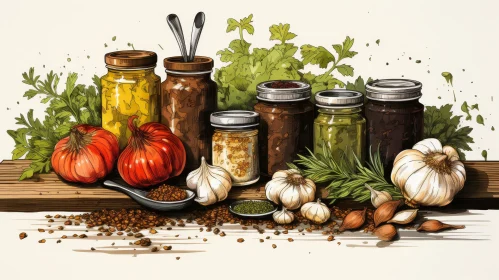 Exquisite Spices and Herbs Illustration for Culinary Inspiration