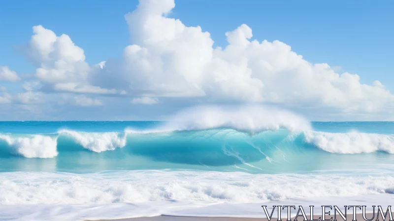 Ocean Wave Crashing on Sandy Beach - Nature's Power Captured AI Image