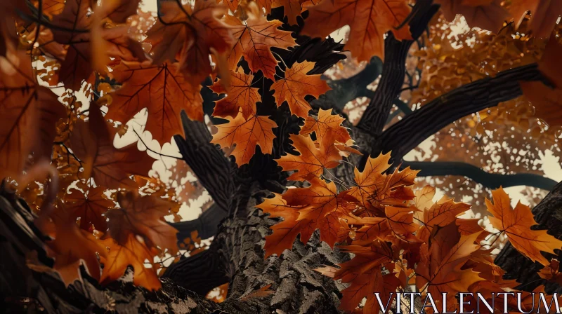 AI ART Orange Autumn Tree - Natural Beauty Captured