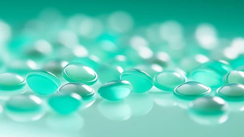 Shiny Green Pills Close-up
