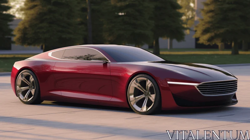 Timeless Elegance: Captivating Concept Car in Striking Red Design AI Image
