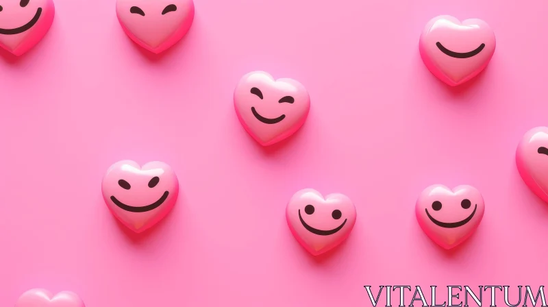 Unique Heart Patterns on Pink Background AI Image